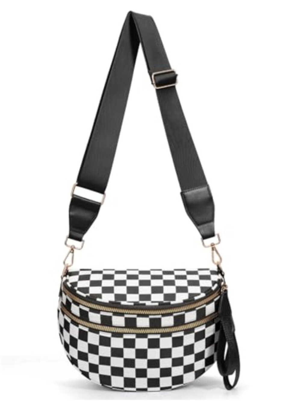 Nylon Checkered Crossbody Bag Adjustable Strap Bum Bag Women